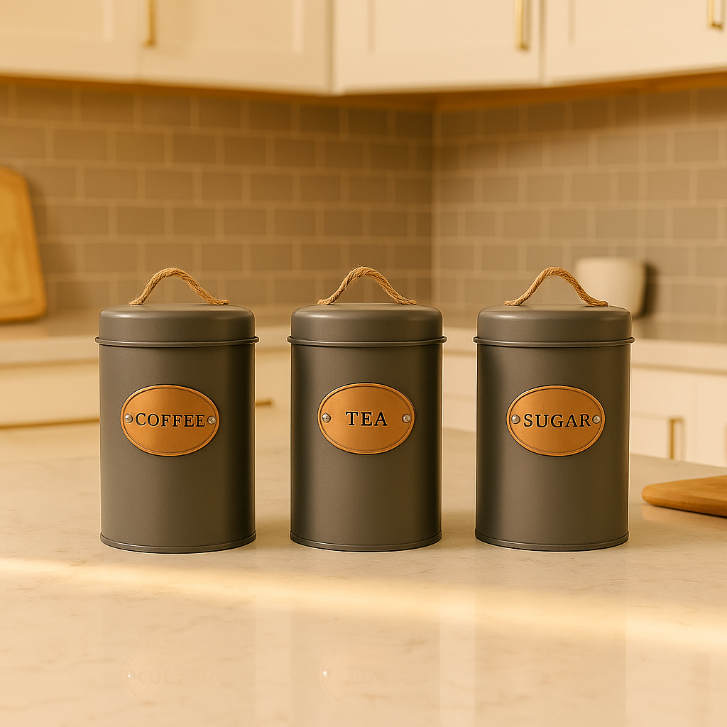 Rustic Kitchen Canister Set - Grey – HomeLux