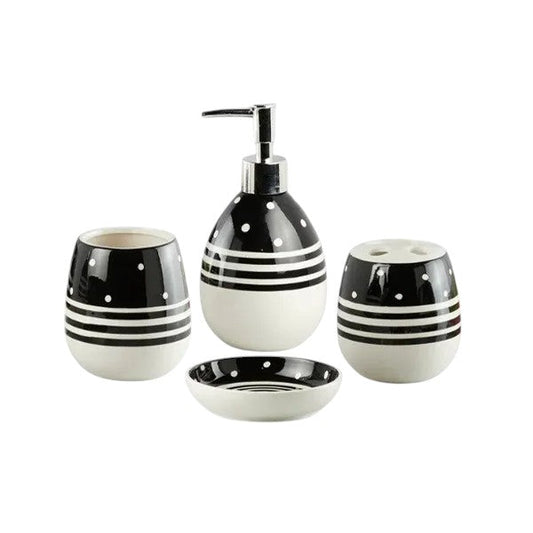 4Pieces Bath Set Dotted Black