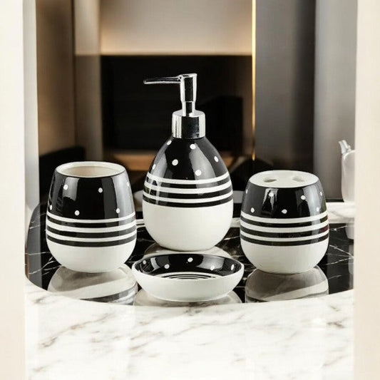 4Pieces Bath Set Dotted Black