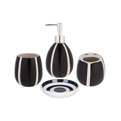 4Pieces Bath Set Lining Black