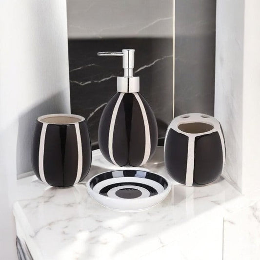 4Pieces Bath Set Lining Black