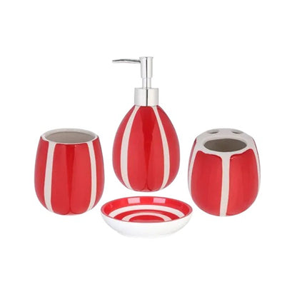 4Pieces Bath Set Lining Red