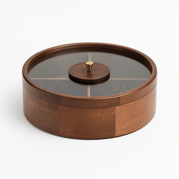 Classic Wooden Dry Fruit Box with Glass Lid