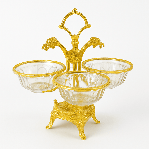 Gilded 3-Section Condiment Stand