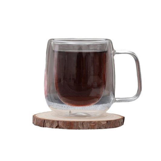 Classic Oval Shape Double Walled Glass Coffee Mug