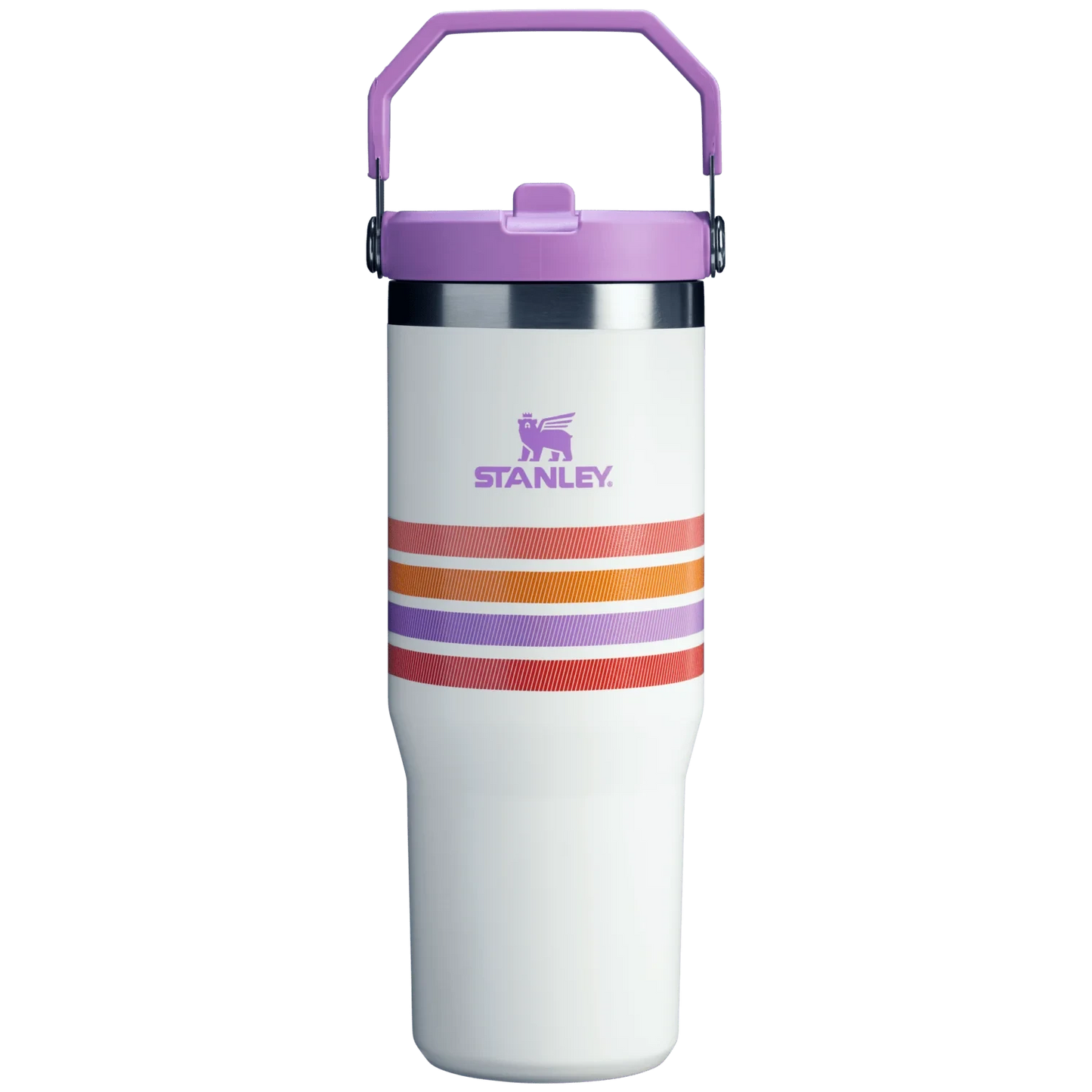 The Varsity Iceflow™ Flip Straw Tumbler | 30 OZ - Cream Lilac Stripe