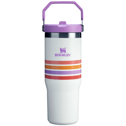 The Varsity Iceflow™ Flip Straw Tumbler | 30 OZ - Cream Lilac Stripe
