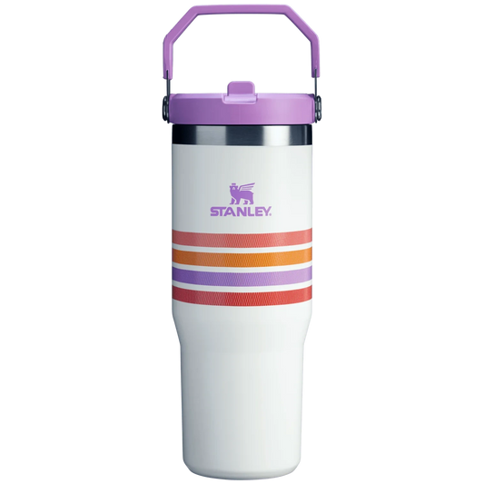 The Varsity Iceflow™ Flip Straw Tumbler | 30 OZ - Cream Lilac Stripe
