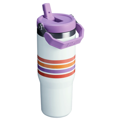 The Varsity Iceflow™ Flip Straw Tumbler | 30 OZ - Cream Lilac Stripe