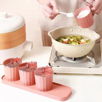 4 Pcs Spice Jars With Tray