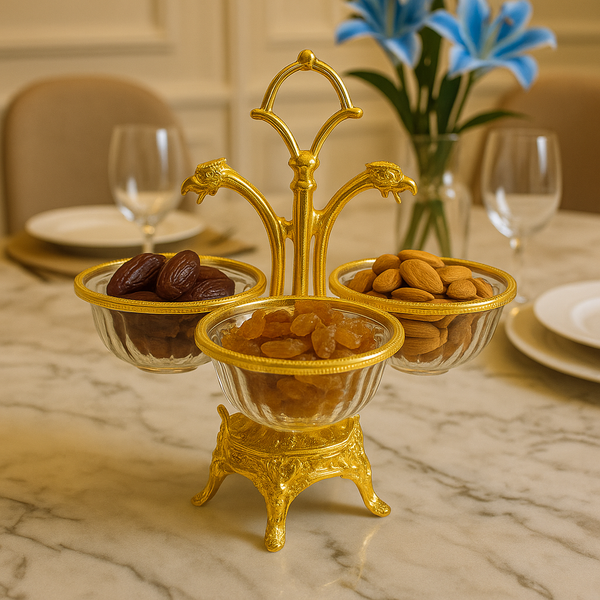 Gilded 3-Section Condiment Stand