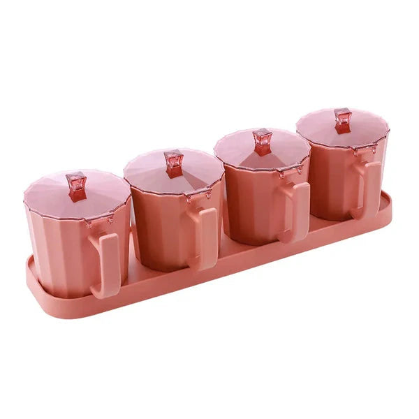 4 Pcs Spice Jars With Tray