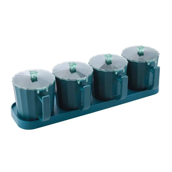 4 Pcs Spice Jars With Tray