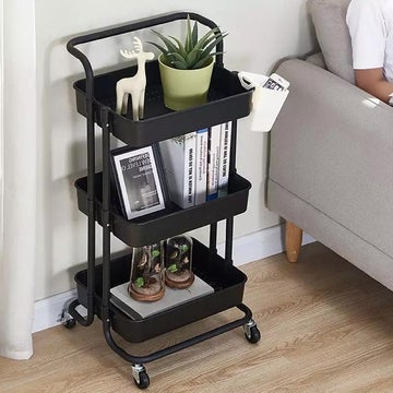 3 Tier Kitchen Trolley Rack - Plastic Baskets
