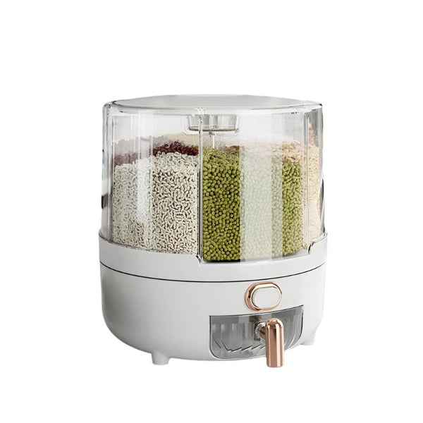 Rotating Rice Dispenser With 6 Compartments