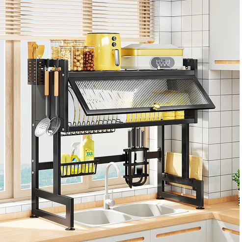 85cm Kitchen Storage Over the Sink Dish Rack With Cabinet – HomeLux