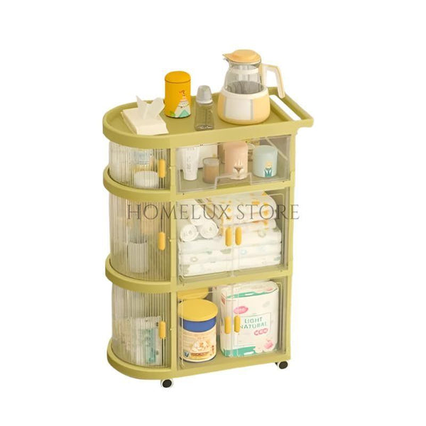 Freestanding Toy Organizer Cart with 3 Tier Foldable Storage Cabinet