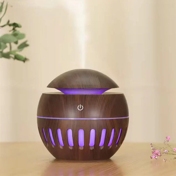 Wood Grain Humidifier With LED Light (Round)