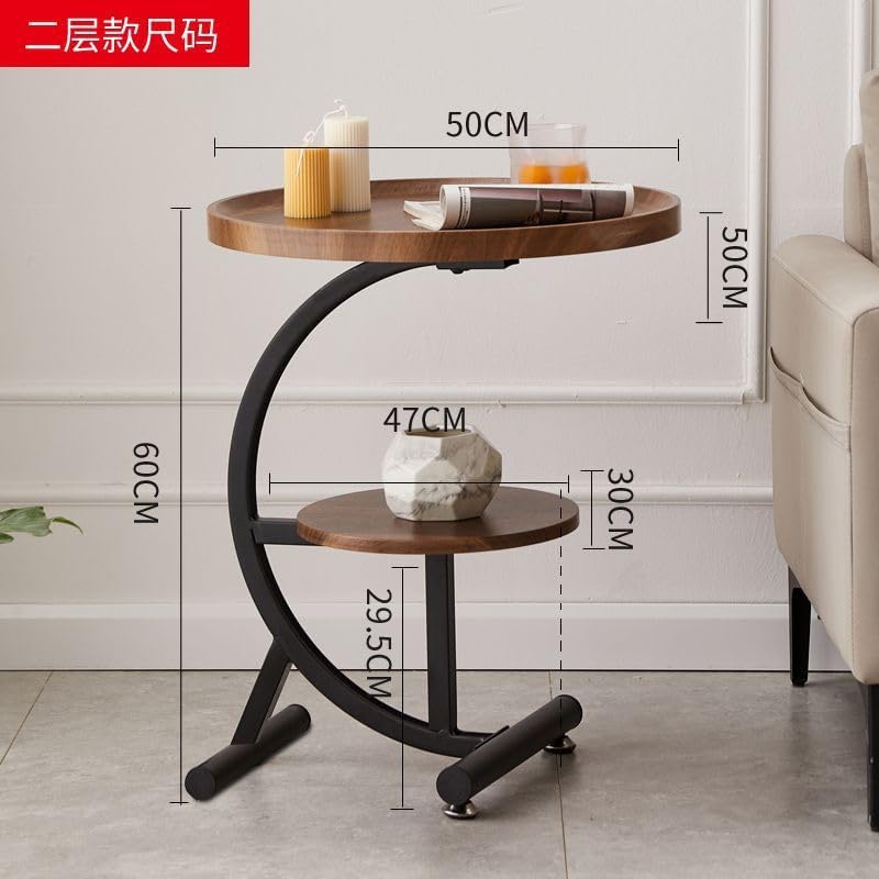 2 Tier Round Sofa Table for Living Room