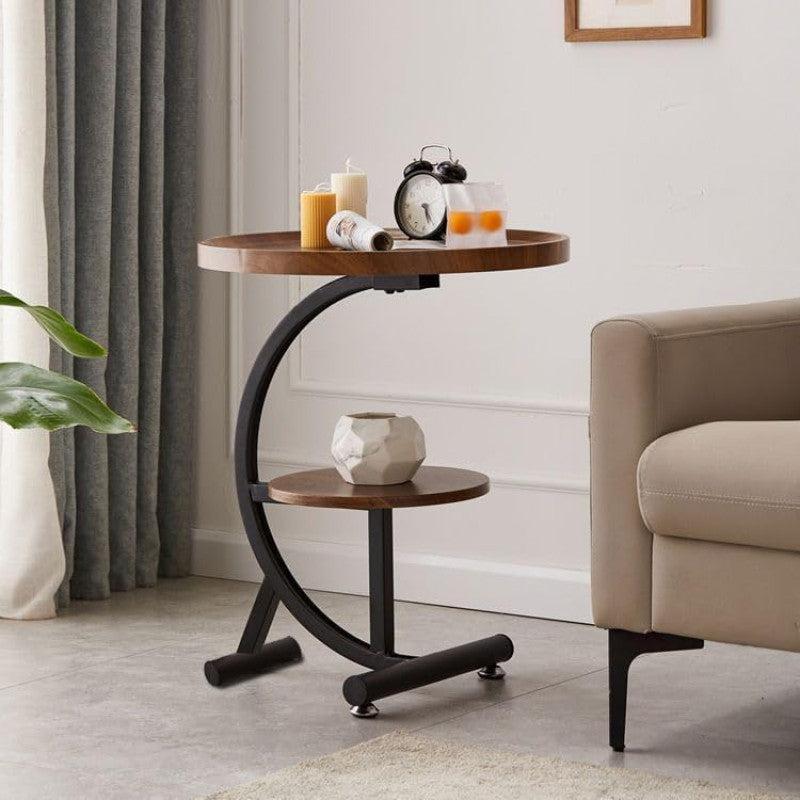 2 Tier Round Sofa Table for Living Room