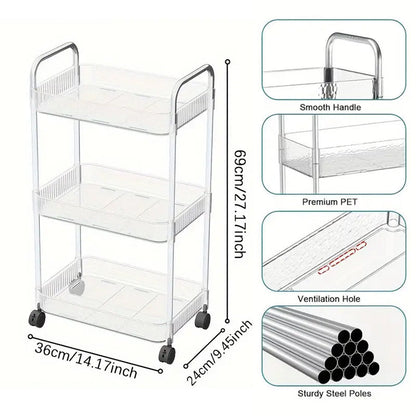 4 Tier Acrylic Kitchen And Bathroom Storage Trolley