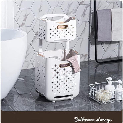 2 Layer Laundry Basket With Wheels