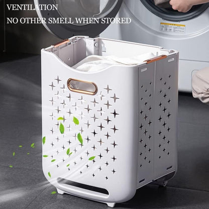 2 Layer Laundry Basket With Wheels