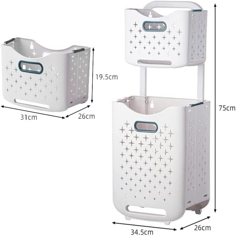 2 Layer Laundry Basket With Wheels