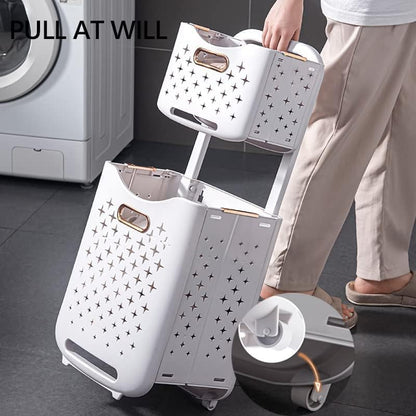 2 Layer Laundry Basket With Wheels