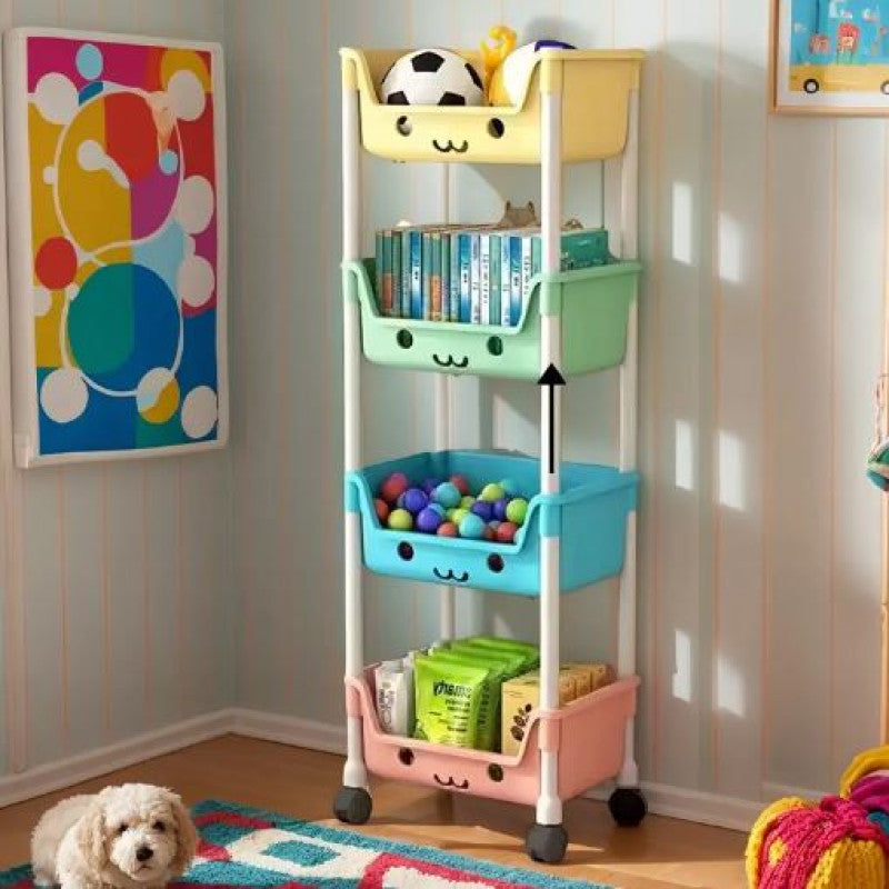 4 Tier Plastic Rolling Storage Rack – HomeLux