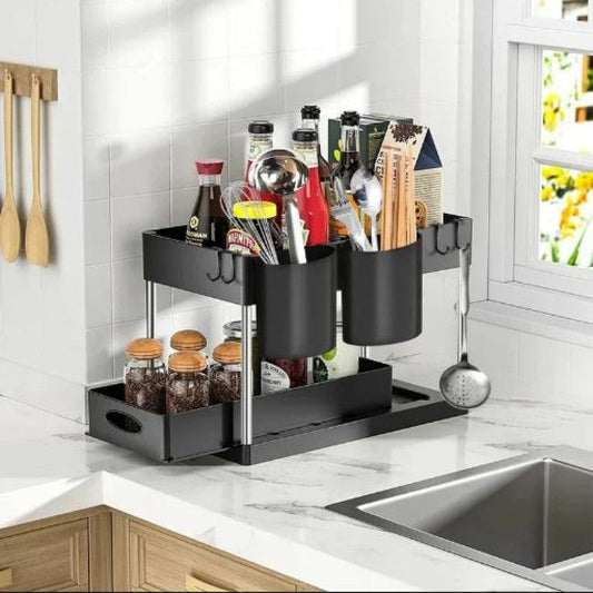 2 Tier Sliding Cabinet Rack