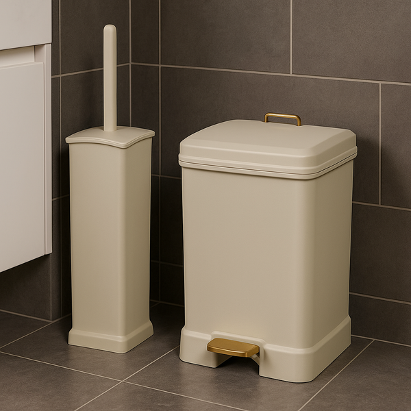 Rectangular Step Bin & Toilet Brush Duo