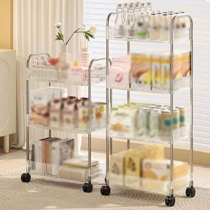 4 Tier Acrylic Kitchen And Bathroom Storage Trolley
