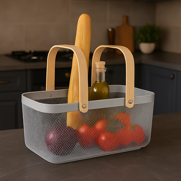 Rectangle Fruit/Veg Basket with Wooden Handles