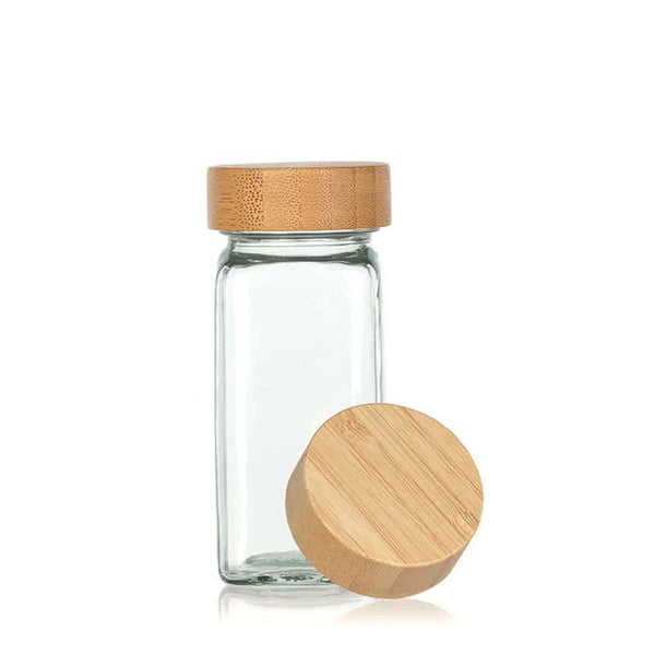 Glass Seasoning Bottle With Wooden Cap