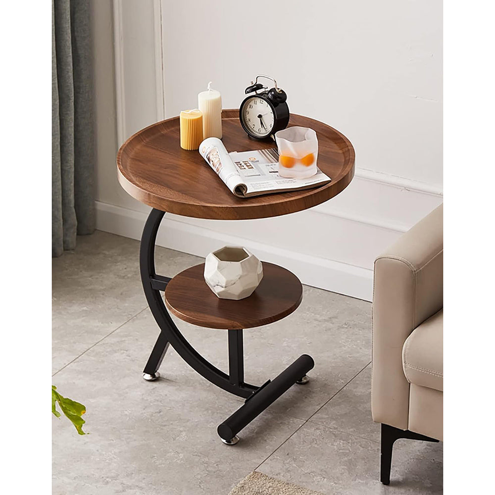 2 Tier Round Sofa Table for Living Room