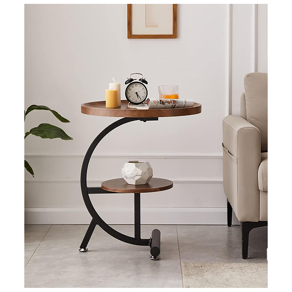 2 Tier Round Sofa Table for Living Room