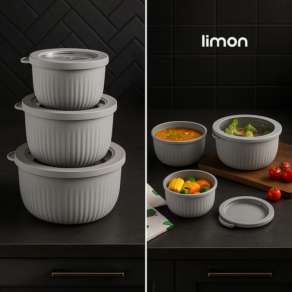 Limon Food Container Round with Vented Lid Set of 3