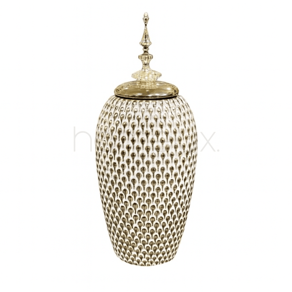 Tall Silver Embossed Finial Jar
