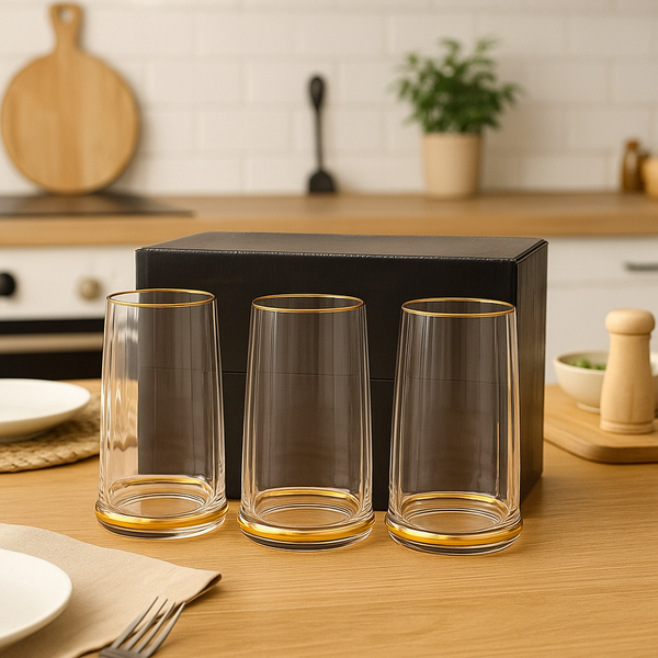 The "Streamline Gold" Tall Glass Set (6 pieces)
