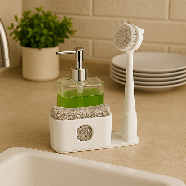 3-in-1 Kitchen Sink Caddy Organizer or Soap Dispenser Set.