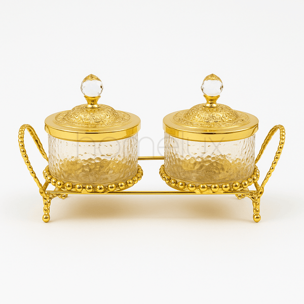 Golden Crystal 2-Piece Condiment Set with Stand