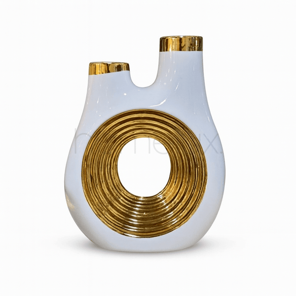Modern Ceramic Golden Accent Vase