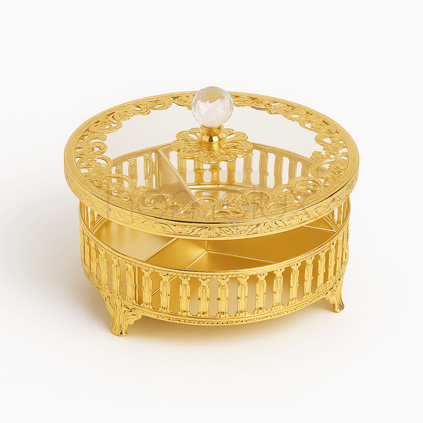 Regal Gold-Plated Round Dry Fruit Tray
