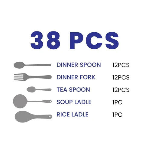 Arshia gold and silver Stainless Steel 38pcs Cutlery Sets TM478GS