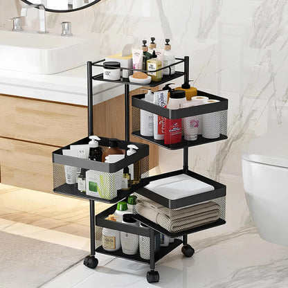 Imported 4 Layer Premium Metal Trolley - Square