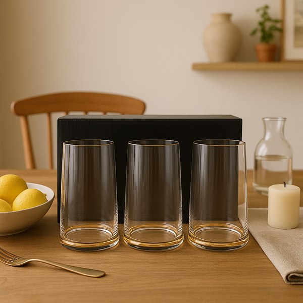 The "Tapered Flow" Gold-Footed Tumbler Set (6 pieces)