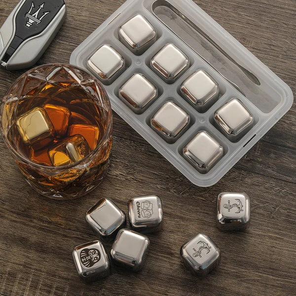 8 Pcs Stainless Steel Ice-Cubes