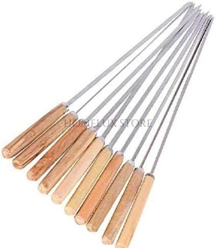 Wooden Handle Skewers Stainless Steel - Pack of 6