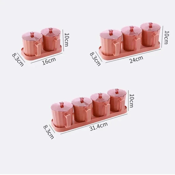 4 Pcs Spice Jars With Tray